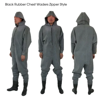 1mm Soft Black Rubber Waterproof Breathable Zip Chest Waders with Boots Fishing Pants Respirant Shoes fly Fishing Overalls neygu