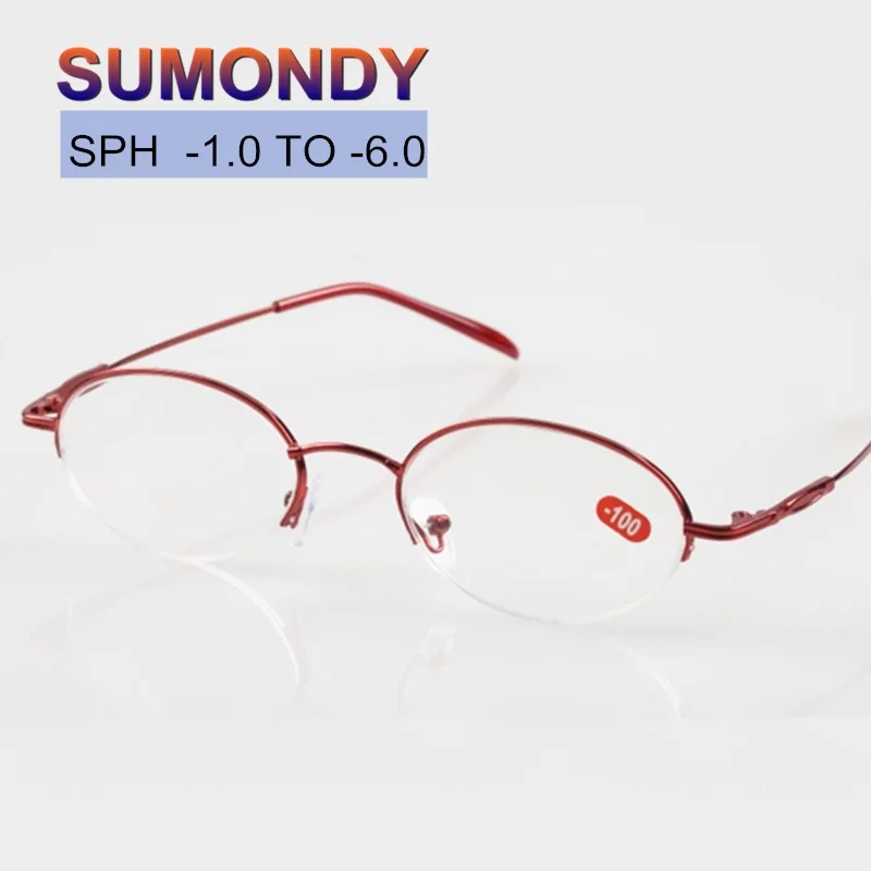 SUMONDY по рецепту очки для Близорукость SPH-1 0 до -6 Для женщин эллипса половина сплава