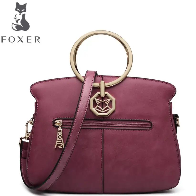 Umhängetasche Runde Mode Welle Frauen Retro Neue Black Sommer brown purple made Tasche Leder 2017 Foxer pink Hand wzT7g7