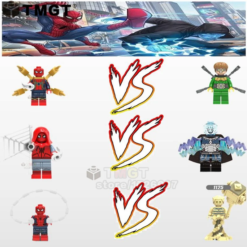 

Single Legoings Marvel the Amazing SpiderMan Sandman super hero fight Evil Sixsome Bricks Building Blocks Toys For Children gift