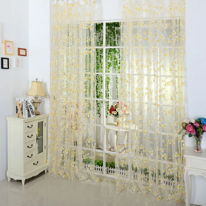 

5 Colors Scarf Sheer Voile Door Window Curtains Drape Panel Valance Curtains For Living Room