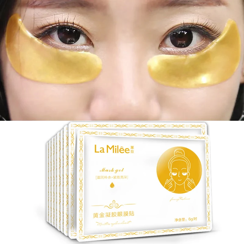 

1pcs LAMILEE Gold Aquagel Collagen Eye Mask Ageless Sleep Mask Eye Patches Dark Circles Face Skin Care Whitening
