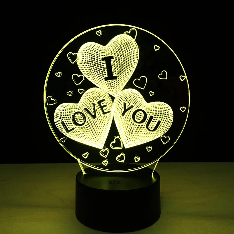 Красочная 3D лампа голограмма I LOVE YOU USB акриловые лампы Светодиодная ночник для