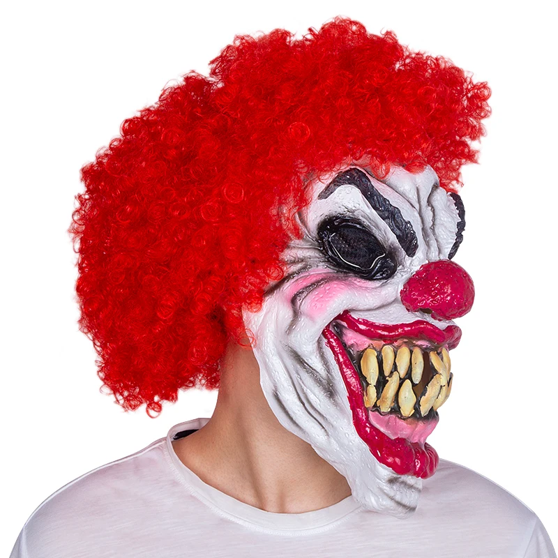 Широкая улыбка Темный рыцарь Клоун Маска злой Джокер клоун маска с красными волосами