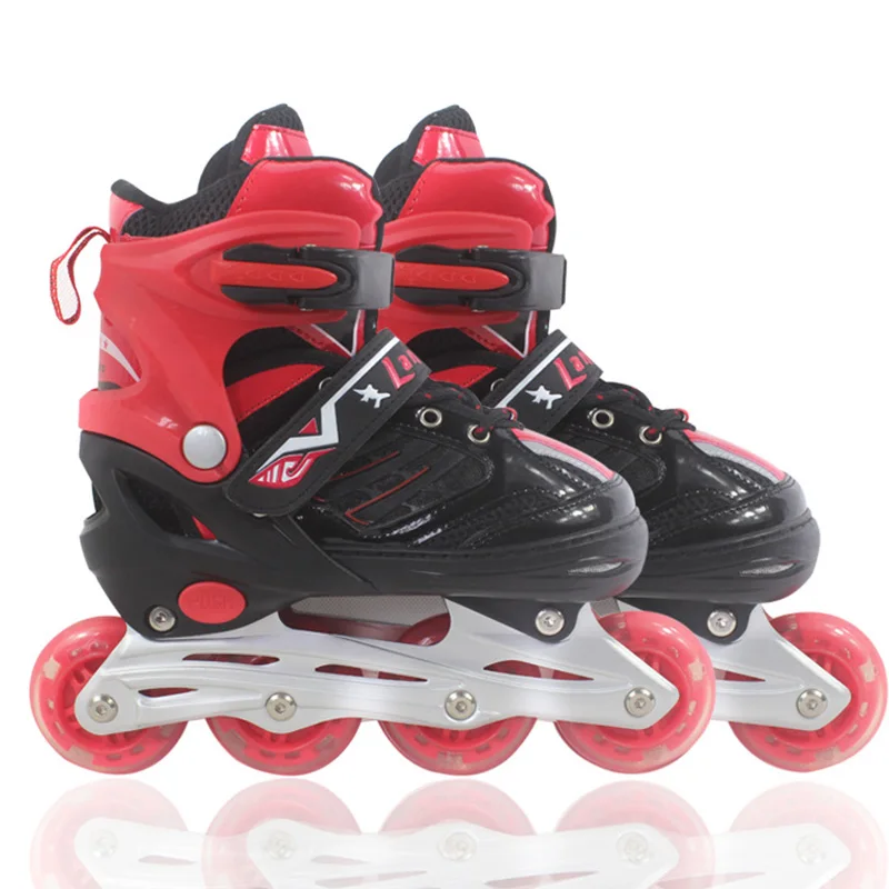 زوج مضمنة المهنية النساء الكبار الاطفال سباق التعرج انزلاق زلاجات ثلجية PP أحذية التزلج قابل للتعديل جميع عجلات وامض Patines