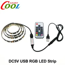 5V USB LED Strip 5050 RGB TV Background Lighting 60LEDs/m with 17Key RF Controller 50cm / 1m / 2m Set