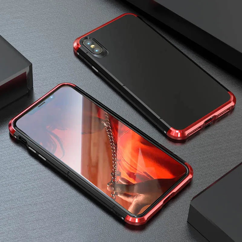 

Original Metal TPU Case For iphone XR XS MAX Luxury Shockproof Aluminum Metal Bumper Import TPU Back Cover For iphoneXS MAX Capa