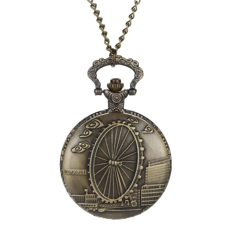 Men Bronze Pocket Watch Personalized Pattern Steampunk Vintage Quartz Roman Numerals Pocket Watches For Grandpa Dad D21 (14)
