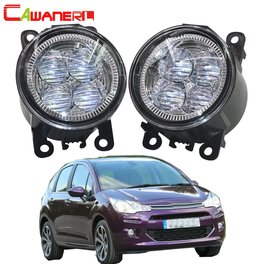 

Cawanerl For 2005-2010 Citroen C3 FC_ Hatchback Car Front LED Bulb Fog Light Angel Eye Daytime Running Light DRL 12V High Bright