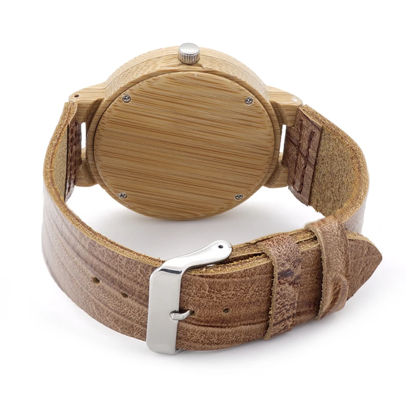 BOBO BIRD Men's Wood Watches Simple Design Men Top Brand Wooden Bamboo quartz Wrist Watches gifts custom logo