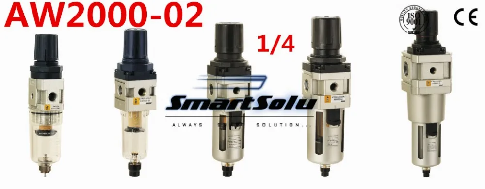 

Free Shipping Pneumatic air filter regulator AW2000-02 1/4 inch with Copper cartridge Manual drain type air treatment units