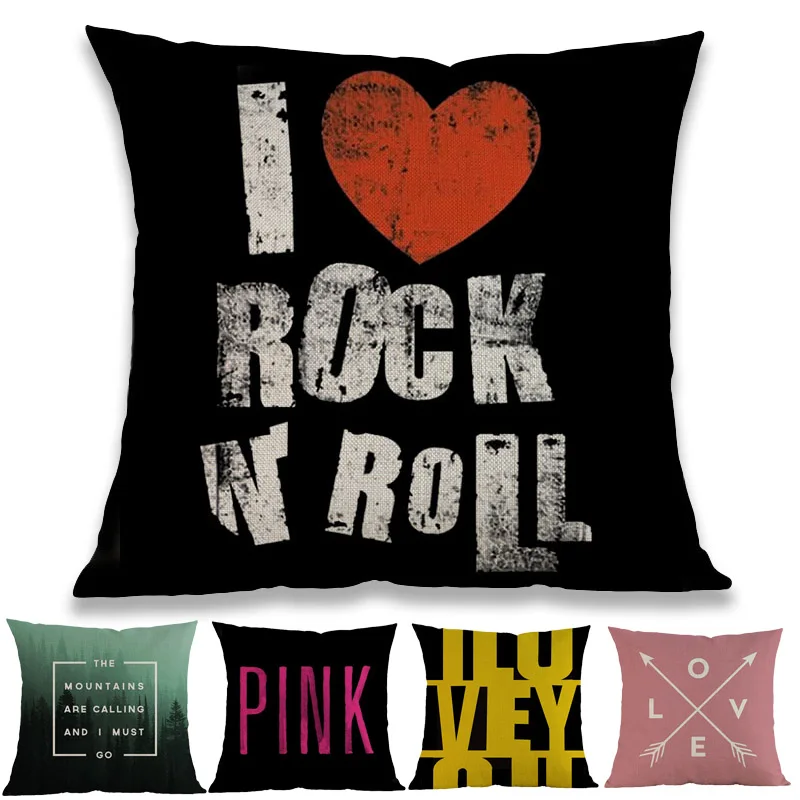 

Individual Personalities English Quotes Letter Love Rock Home Decoration Cushion Cover Sofa Room Studio Chair Throw Pillow Case