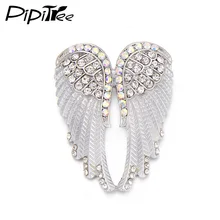 Pipitree, broche de alas de Ángel Vintage a la moda, joyería para mujer y hombre, regalo de Navidad, broches de diamantes de imitación de Color dorado antiguo