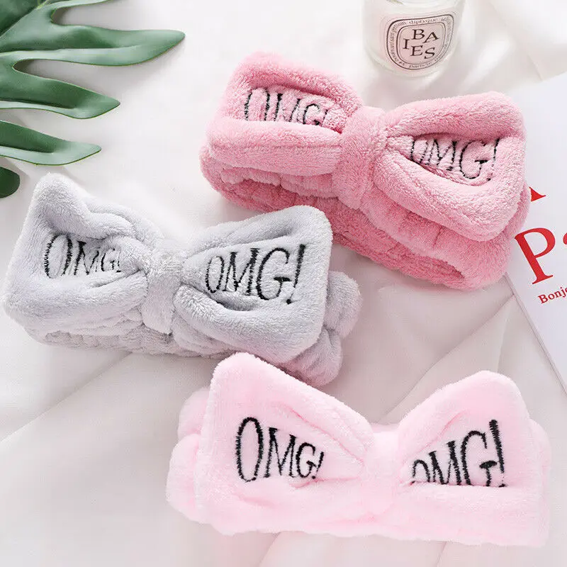 

2019 New Letter OMG Coral Fleece Soft Bow Headbands Wash Face Headband Women Girls Holder Turban Hairbands Hair Accessories