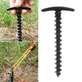 

Black Plastics Helix Tent Nail Endurable Camping Awning Tent Stakes Pegs Light Pins