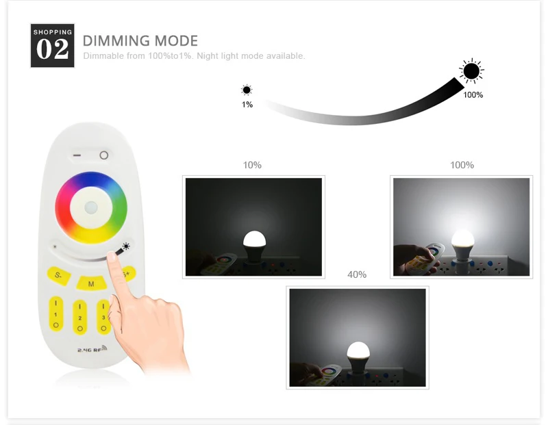 Dimmable RGBW Led Bulb Lamp Mi Light E27 AC 85-265V 6W Luz Led Lamp Spotlight Lampada LED Energy Saving Lamp with Remote Control (5)