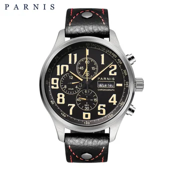 

43mm Parnis Quartz Watch Analogue Chronograph Datejust Military Pilot Watch Diving watch 100m waterproof PA6052