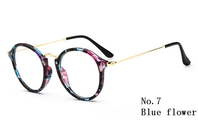 Компьютерные очки круглые прозрачные женские очки оправа синие очки оправа оптические оправы - Цвет оправы: Blue Floral