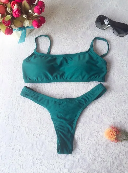 Sexy Solid Women Bikini Set Summer Push Up Swimsuit Female Swimwear Brazilian Bathing Suit Split Top Biquini