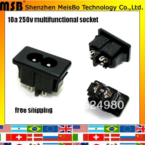 Лидер продаж CE ROHS 250 В 2.5a материала abs гнездо и Plug 1000 шт./лот Бесплатная доставка Fedex
