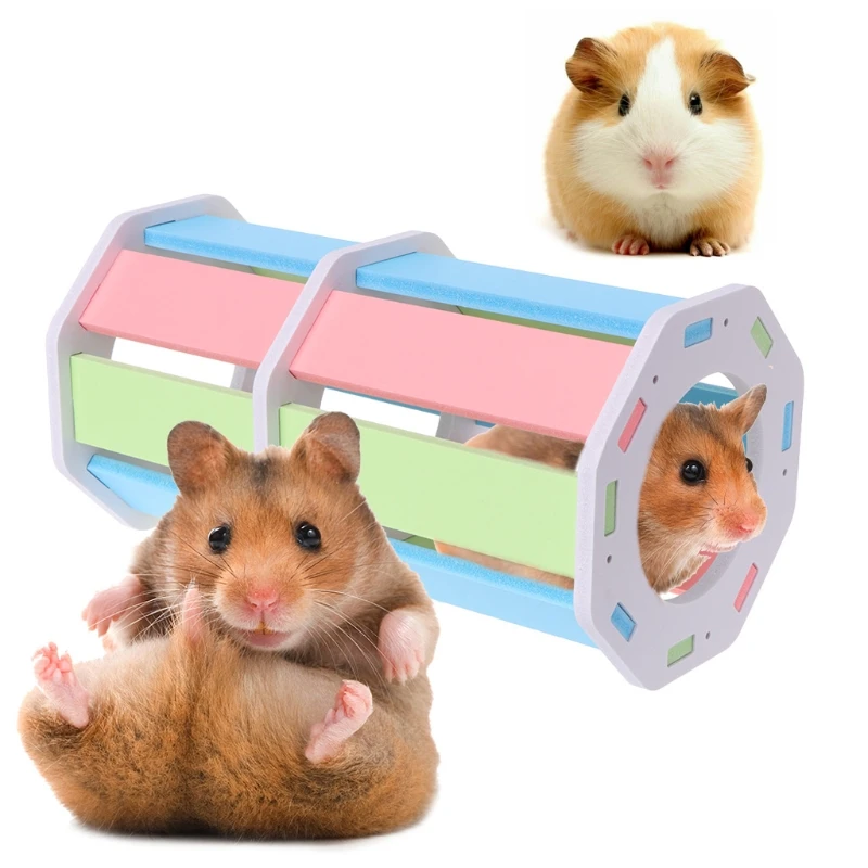 

Hamster Toy Roller Rainbow Wood Exercise Sports Small Pet Tunnel Colorful Supply For Small Animals