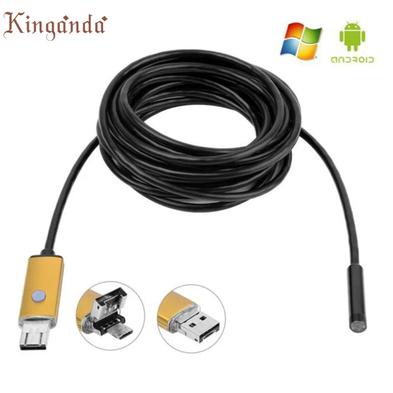 Webcam 2 M 6 LED 5.5mm lente 2IN1 Android endoscopio inspección impermeable Camara web gota 17Aug11