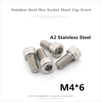 

100pcs/lot DIN912 M4*6 A2 Stainless Steel Hex Socket Head Cap Screw