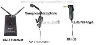 

Baomic Professional UHF Wireless Instrument System Microphone Receiver BM-5 Transmitter V2 For Saxophone +5B 90 Angle For Guitar