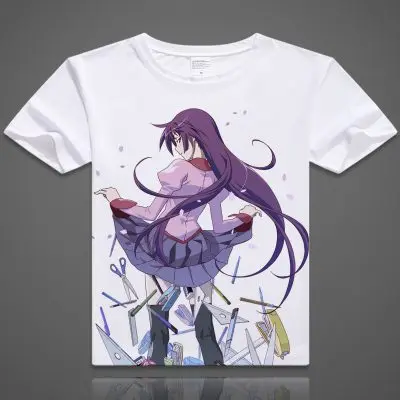 Футболки серии Bakemonogatari Monogatari футболки с принтом аниме Senjougahara Hitagi футболки с коротким рукавом повседневные летние топы - Цвет: 2