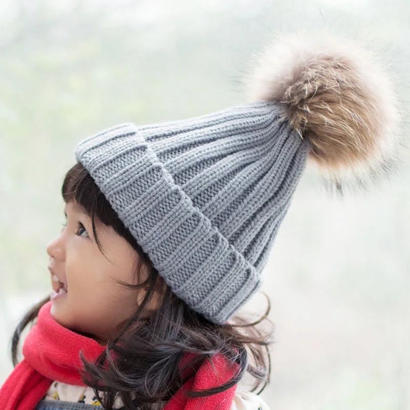 kid hat with fur pompom 6