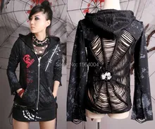 Punk Rave Gothic Visual Kei Womens Mens Black Coat Jacket Steampunk S M L XL Y23