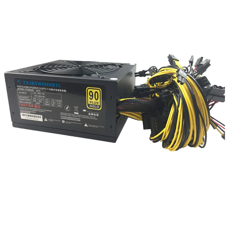 T.F.SKYWINDINTL 2000W PC Power Supply Computer PSU 2000W ETH ATX Asic Bitcoin Miner Ethereum rx 480 rx 470 rx 570 Mining Power