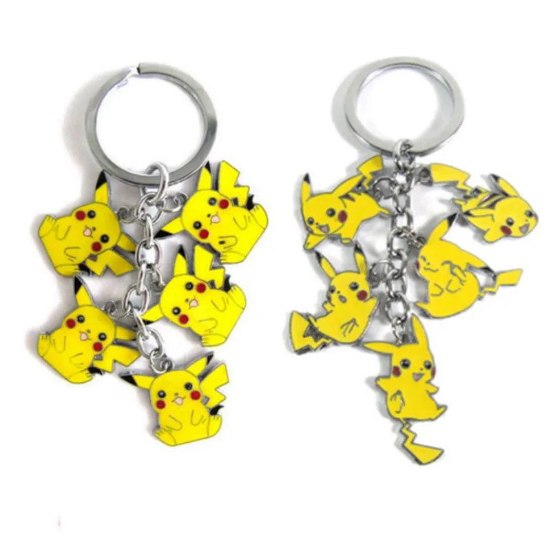 

Anime Pokemon Chimchar Piplup key chains Pikachu Turtwig cute funny 5 pendant men women metal keyrings Accessories little gifts