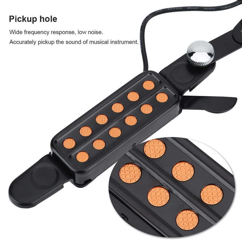 JDR 12-hole Guitarra acústica sonido agujero Pickup transductor magnético con controlador de volumen de tono 3 m Cable Guitarra Accesorios JDR 12-hole Guitarra acústica sonido agujero Pickup transductor magnético con controlador de volumen de tono 3 m Cable Guitarra Accesorios