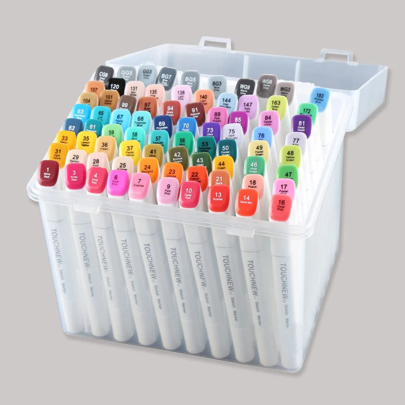 Как выглядят белые маркеры TOUCHNEW T7 80/60 pics/set well packing hard box brand art marker pen oily alcoh