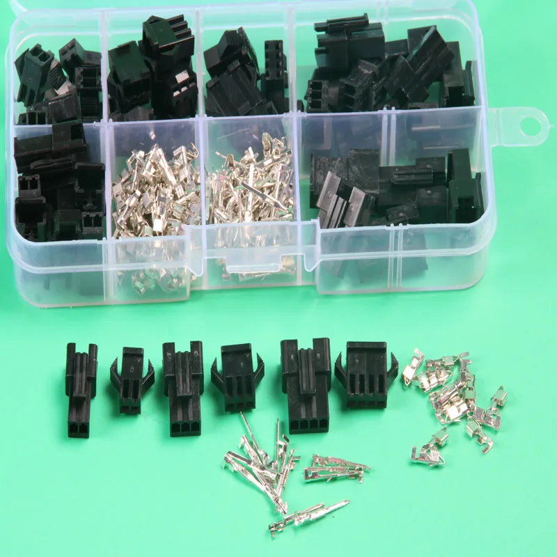 

25 sets kit sm 2.54mm automotive electrical wire connector plug for car in box 2p 3p 4pin xh2.54 electric wire connectors