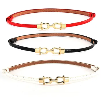 

Fashion Woman Faux Leather Double Buckle Belt Girlish Candy Colours Strap Leather Belt Waistband Adjustable Patent Leather Belt