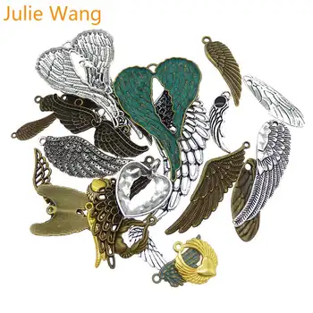 

Julie Wang 15PCS Wings Charms Randomly Mix Alloy Angle Wing Antique Color Necklace Bracelet Jewelry Making Accessory