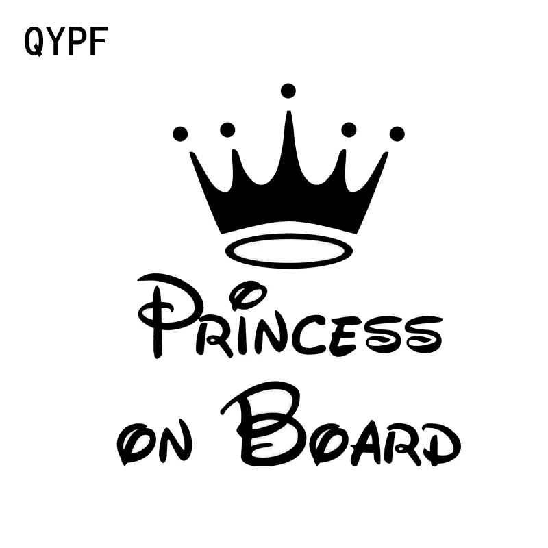 

QYPF 13.5CM*15CM Personalize PRINCESS ON BOARD Decal Sticker Vinyl Art Vehicle Car Black/Sliver C14-0017