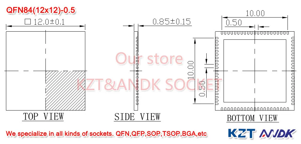 QFN84(12x12)-0,5 разъем Открытый Топ QFN84 разъем MLF84 гнездо MLP84 гнездо, IC550-0804-014-G, Allsocket
