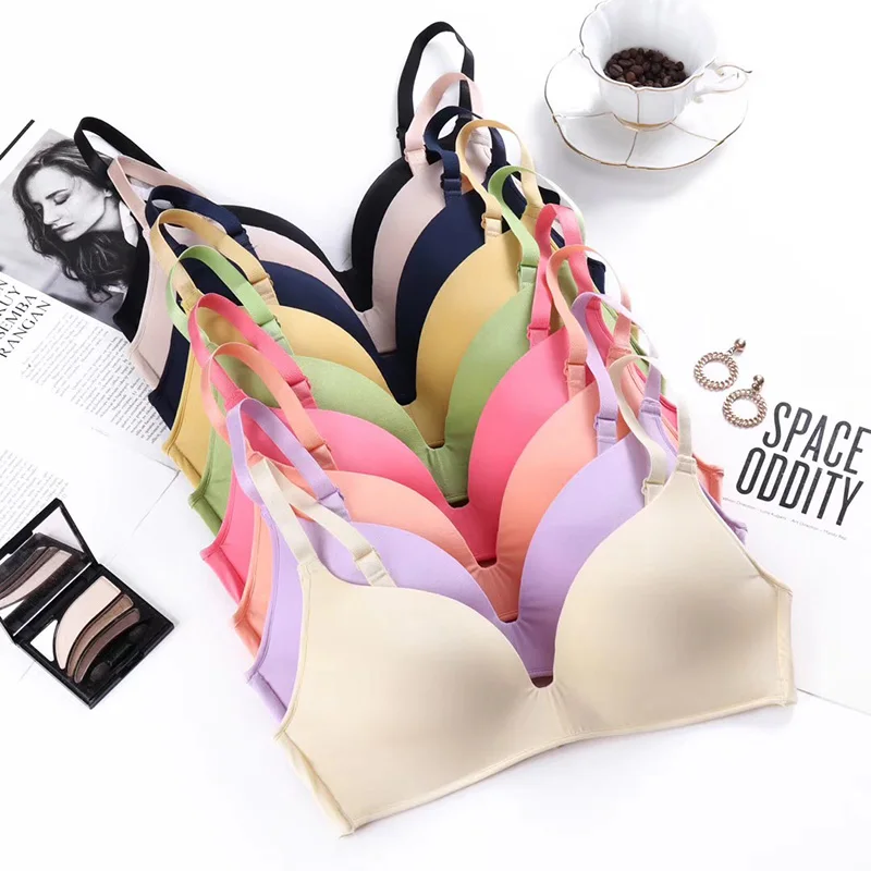 Комплект женского Бесшовного нижнего белья с чашками пуш ап и глубоким V образным