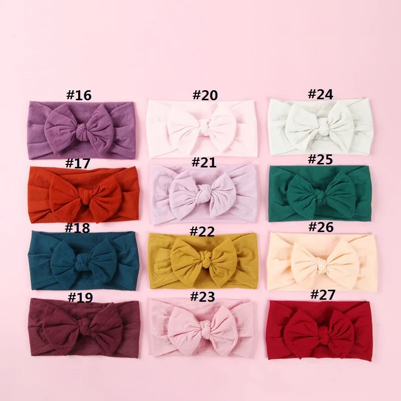 15pcs/lot Girls Big Floppy Cotton Bow Headband For Kids Solid Elastic Cloth Hair Band Large Bows Children Soft Hair Accessories