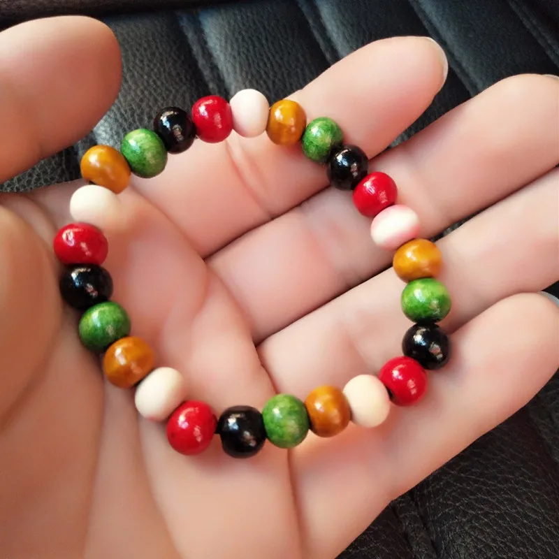 Этно стиль серия новых цветов деревянные бусины стрейчевый браслет круглые