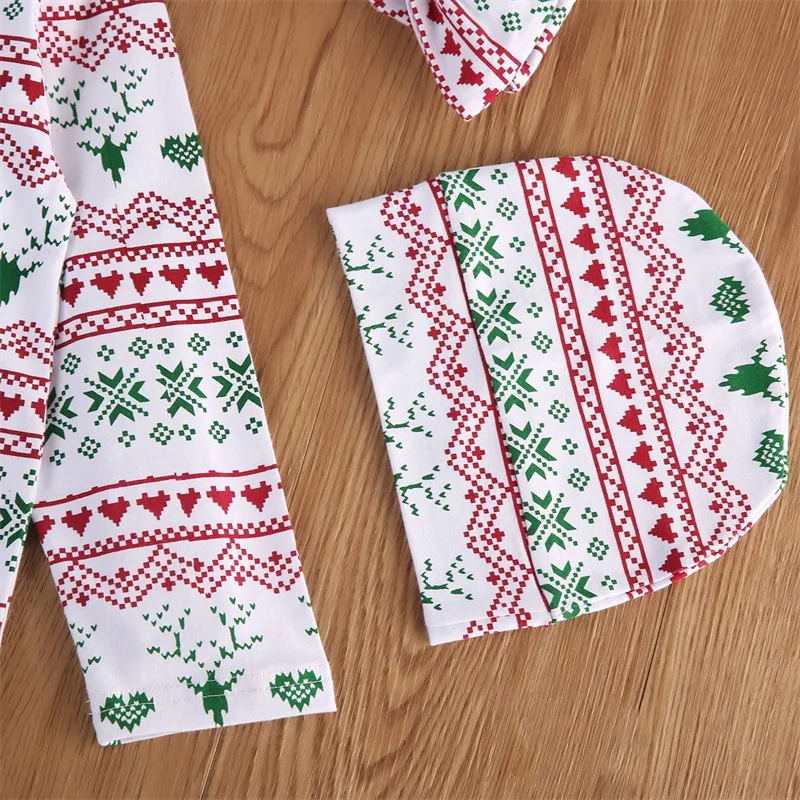 Новое Брендовое хлопчатобумажное одеяльце для новорожденных мальчиков и девочек, спальные мешки с Санта-снежинками на День Благодарения+ повязка на голову+ шапки, 3 предмета, 0-12 м