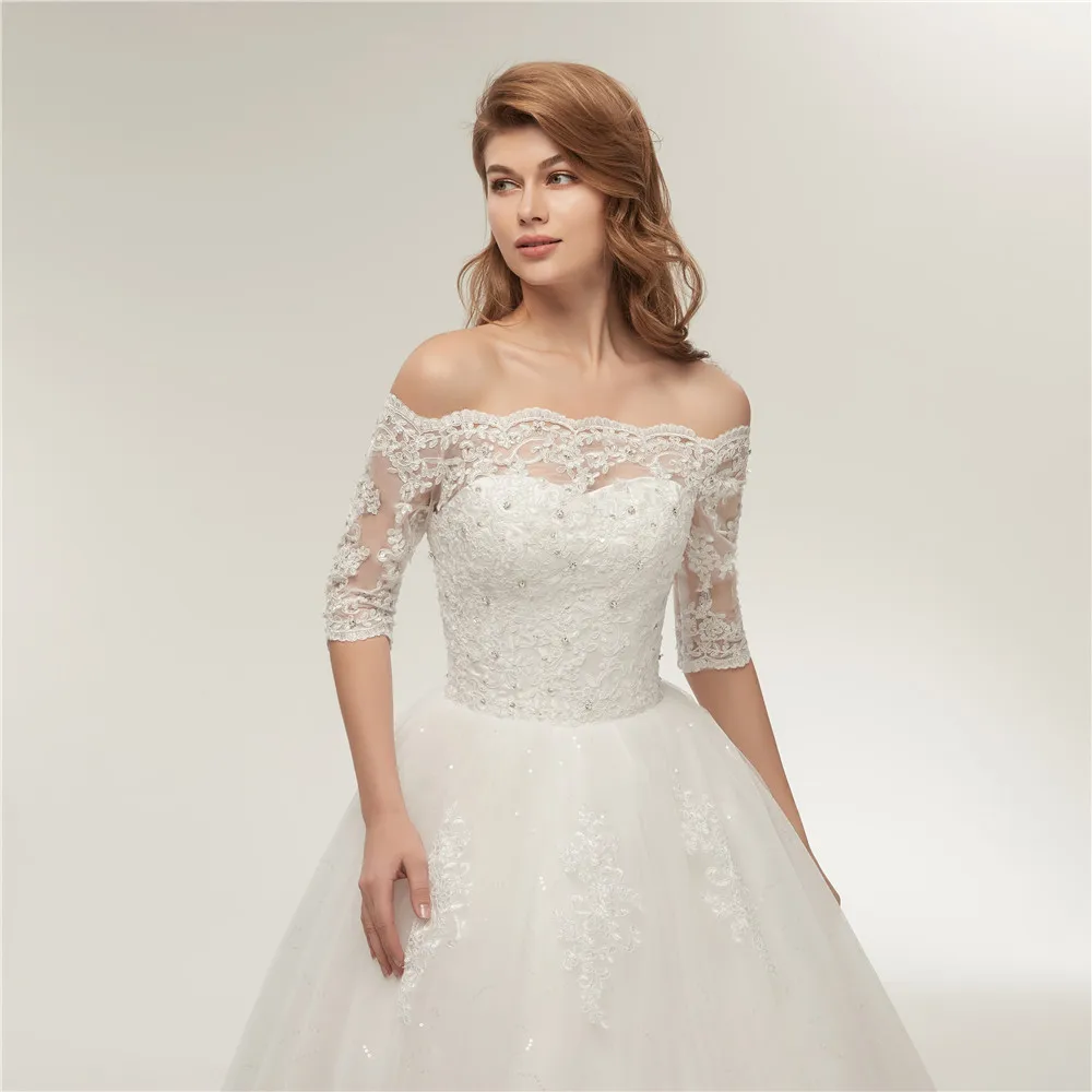 Fansmile Vestido de Noiva винтажное кружевное бальное платье свадебное платье подгонка размера плюс свадебное платье FSM-021F