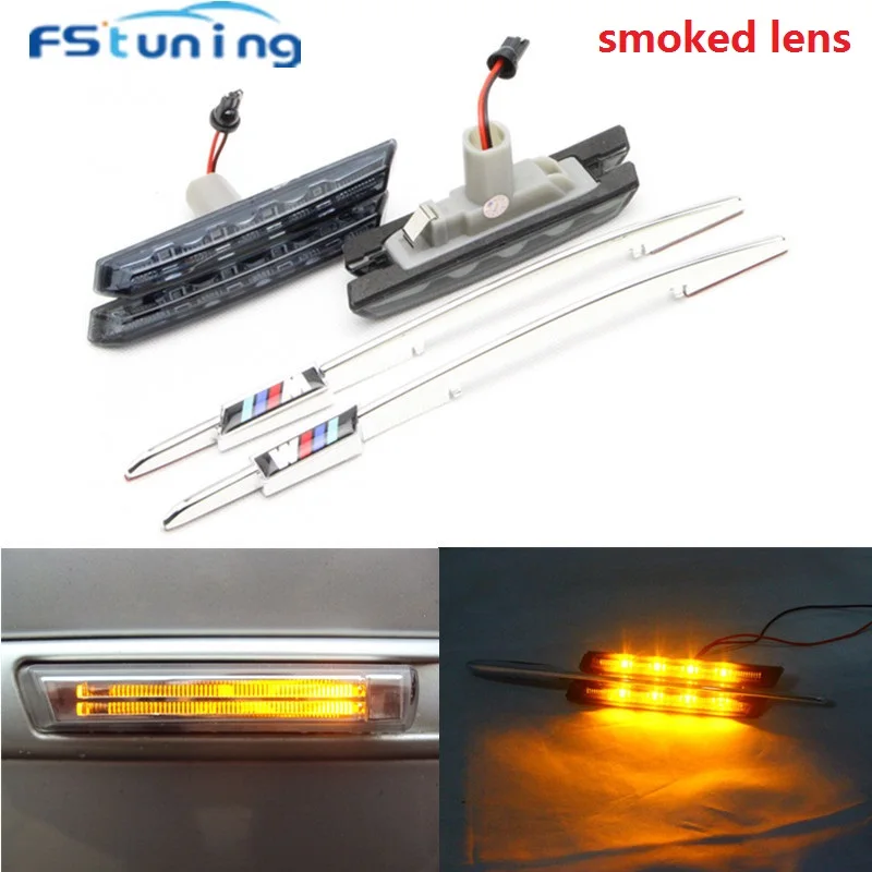 

FStuning Car Styling led Side Marker Light Turn Signal Lamp For BMW 3 Series E46 2D 4D 5D Amber Car LED Side Marker with M logo