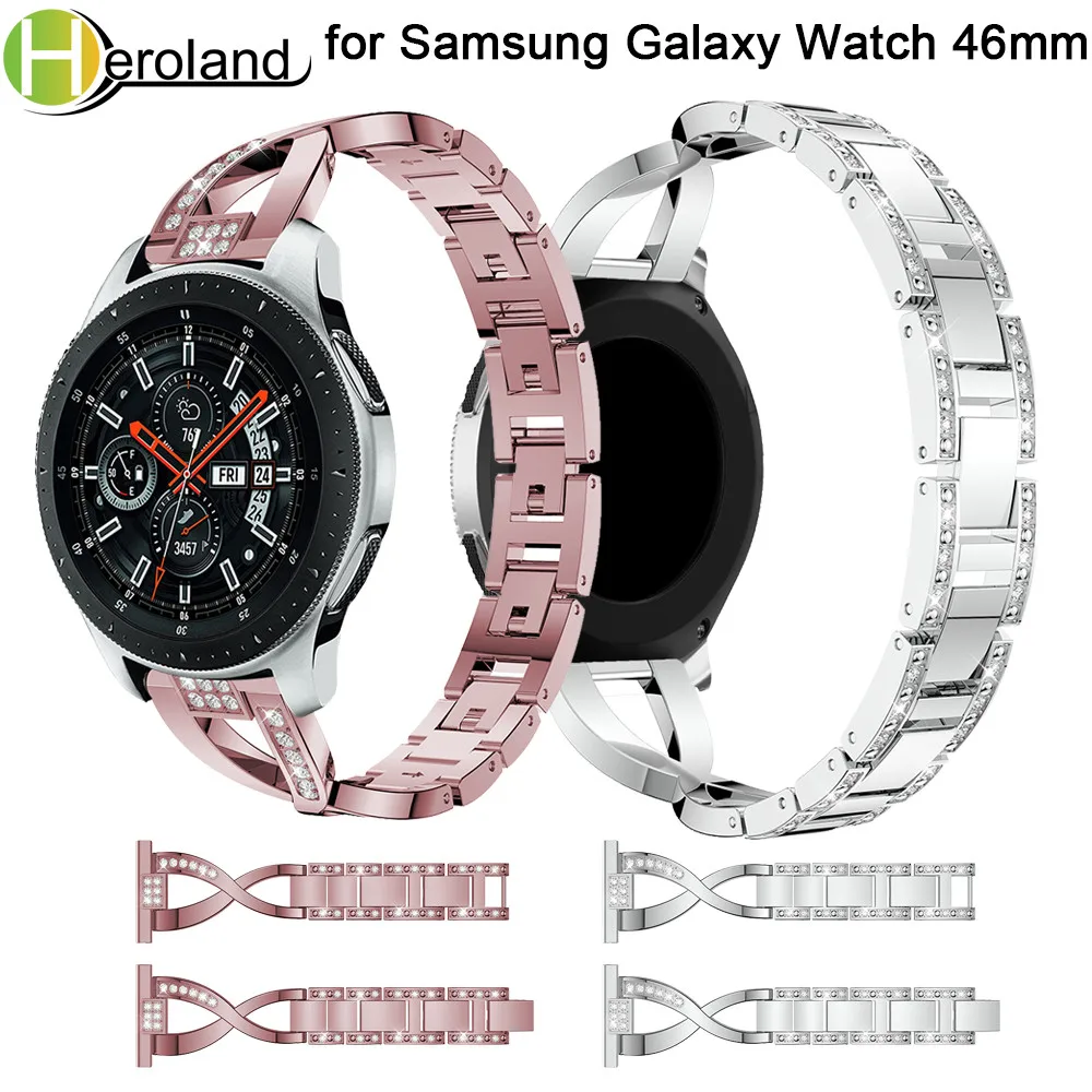 22mm 2018 New for Samsung Galaxy Watch 46mm Smart Metal Crystal Band Fashion Type x Wrist Strap Bracelet With Rhinestone | Наручные часы
