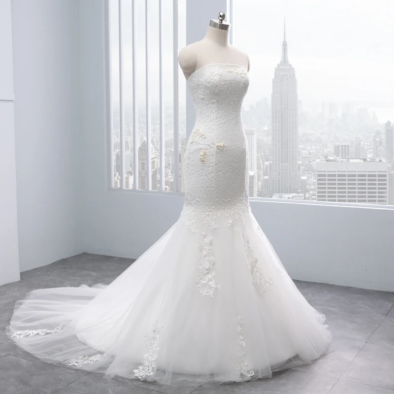 2019 Простой без бретелек кружево Свадебные платья Русалка femme robe mariage платья невесты для свадьбы Miaoduo конструкции индивидуальный заказ