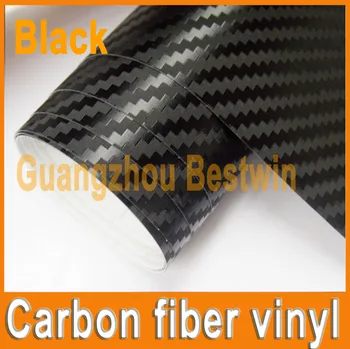 

1 pc Black 1.52MX30CM 3D carbon fiber vinyl film thick carbon fiber film car sticker with bubble free FREE SHIPPING