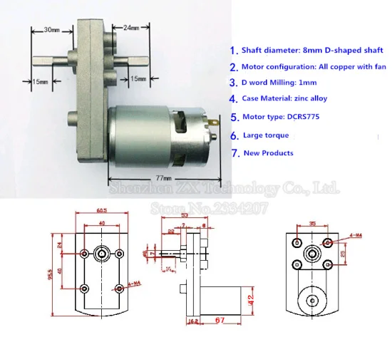 775 Double shaft DC Gear Motor Torque Export 6v / 12v / 24v 755 Biaxially geared motors 1.2rpm~220rpm CW CCW 20KGF.CM~100kgf.cm bringsmart a58sw31zys 12v dc worm motor reversed geared motor double shaft 1 6 70kg cm high torque reducter motor 24v gear motor